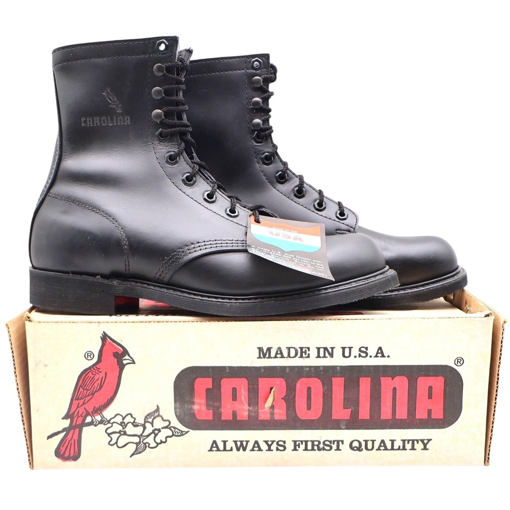 Carolina Work Boots Mens 10 D Vintage Black Leather Made in USA Deadstock 849